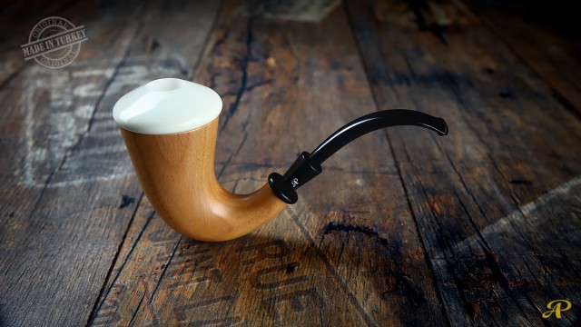 African Calabash Pipe with Block Meerschaum Bowl