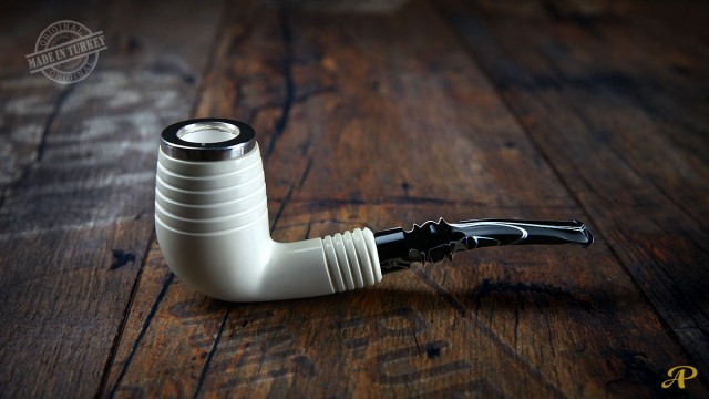 Billiard Meerschaum Pipe with 925k Silver
