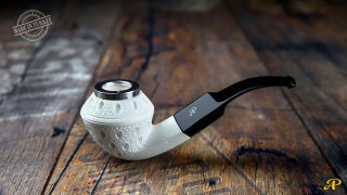 Rhodesian Lattice Meerschaum Pipe with 925k Silver