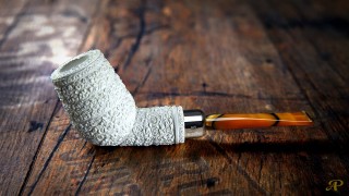Rustic Meerschaum Pipe with 925k Silver