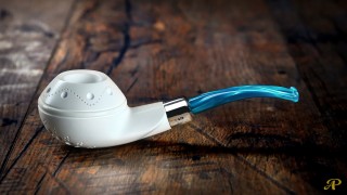 Fancy Bulldog Meerschaum Pipe with 925k Silver