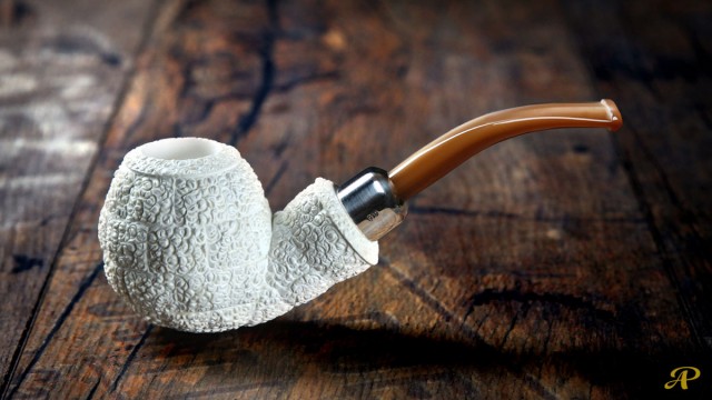 Rustic Meerschaum Pipe with 925k Silver