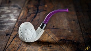 Apple Lattice Meerschaum Pipe with 925k Silver