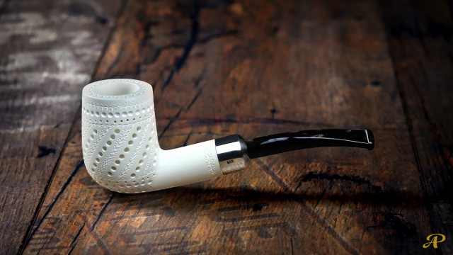 Billiard Lattice Meerschaum Pipe with 925k Silver