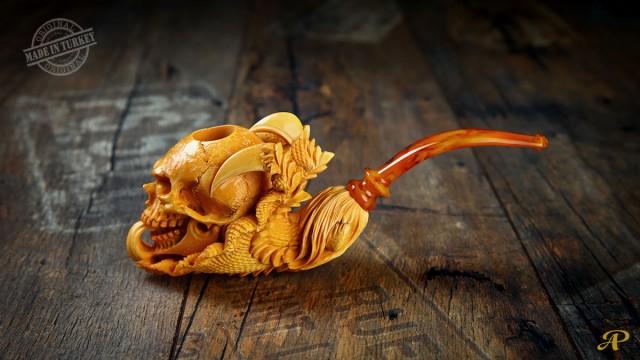 Skull & Claws Meerschaum Pipe by Sadik Yanik