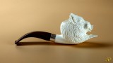 Boar Head Meerschaum Pipe with 925k silver