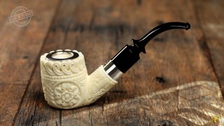Floral Pot Meerschaum Pipe with 925k Silver