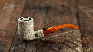 Billiard Meerschaum Pipe with 925k Silver
